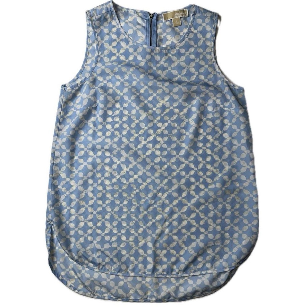 Michael Kors Sleeveless Blouse Women’s Size Small S Light Blue White Back 1/4